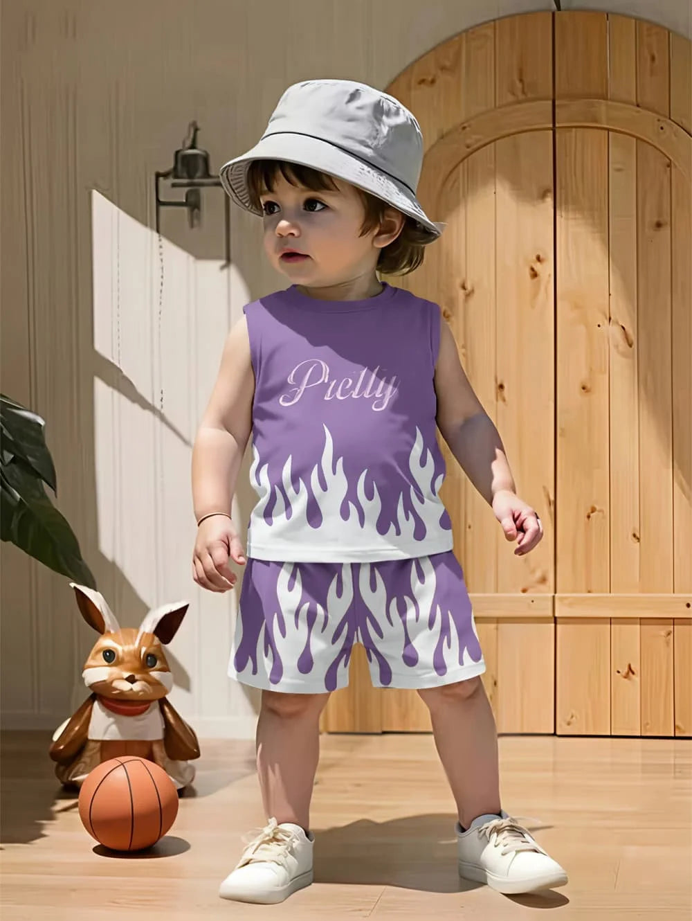 Children Sets Gradient Print Kids Clothes Boys Girls Vest Suit Summer Children's Clothes Baby Loose Shorts Tank Top Sleeveless ﻿