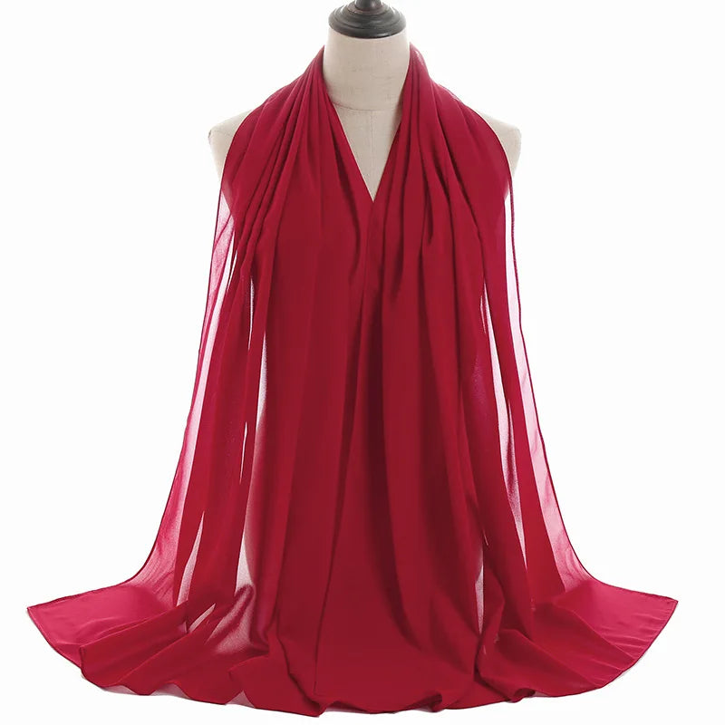 Ramadan Islamisk Instant Bubble Chiffong Sjal Halsduk Dam Huvudbonad Kvinnor Hijabs Halsdukar Bufandas Muslimsk Slöja Hijab Snood 180*70cm