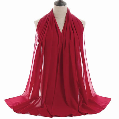 Ramadan Islamisk Instant Bubble Chiffong Sjal Halsduk Dam Huvudbonad Kvinnor Hijabs Halsdukar Bufandas Muslimsk Slöja Hijab Snood 180*70cm