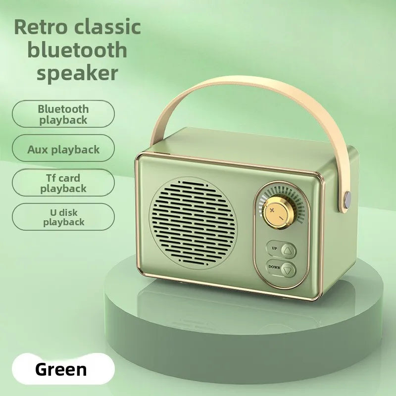 Mini Bluetooth-högtalare i vintagestil, trådlös ljudspelare, bärbar utomhushögtalare med klassisk design, hemma- och reseanvändning