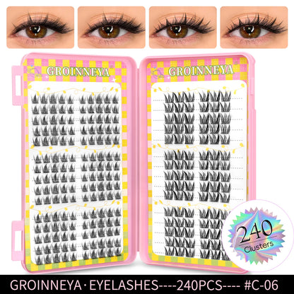 GROINNEYA Ögonfransar Kluster 320 st Naturlig Ögonfransförlängning Klusterfransar Volym Blandade Tray Lashes Kluster Naturliga Fransar