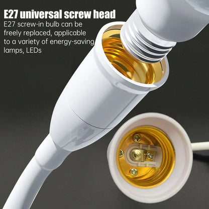 Rostfritt stål E27 lampsockel justerbar flexibel böjd med strömbrytare EU US UK-kontakt energibesparande LED-bordslampsockel