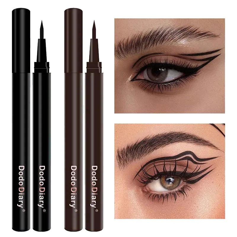 Smidig flytande snabbtorkande eyelinerpenna Inget bläckläckage hållbart smetar inte lätt eyeliner vattentät eyeliner flytande mjuk svart