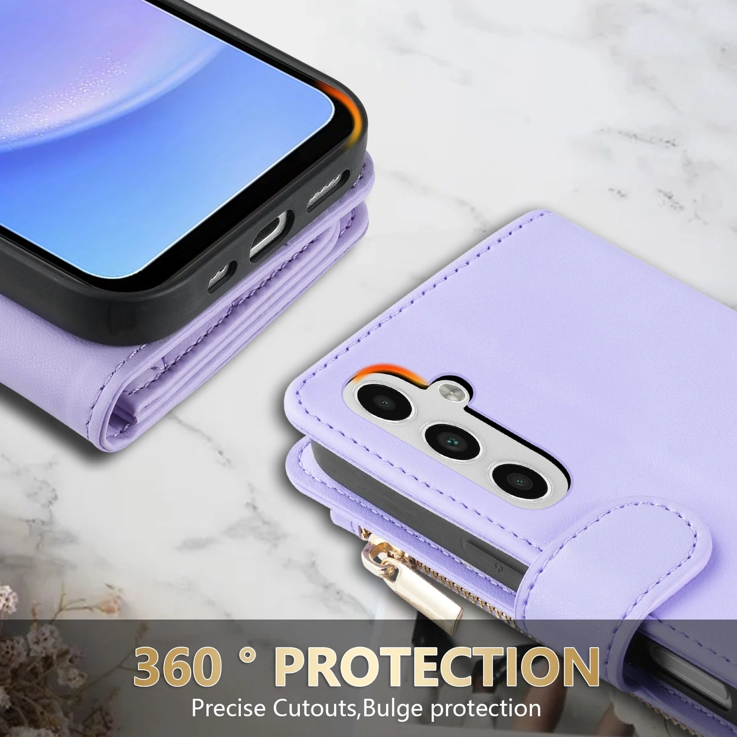 Plånbok Liten Doft Dragkedja Kortfack Magnetiskt Flip Läderfodral för Samsung Galaxy A07 A15 A16 A17 A34 A35 A36 A53 A54 A55 A56
