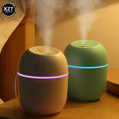 220ml USB-luftfuktare, förångare, aromoljediffusor, ljudlös luftfuktare med nattlampa för bil, sovrum, kall dimma-spruta