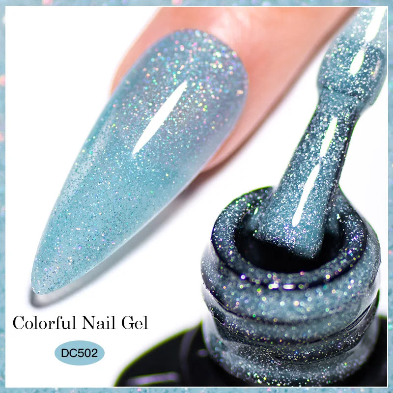 7ml Champagne Guld Silver Reflekterande Nagelgellack Glittrande Skinande Glitter Rosa Röd Nageltillbehör Semi-permanent Gellack