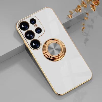 Lyxigt pläterat magnetiskt 360° ringhållare telefonskal för Samsung Galaxy S25 Ultra S24 S23 FE S22 S21 S20 S10 Plus baksida