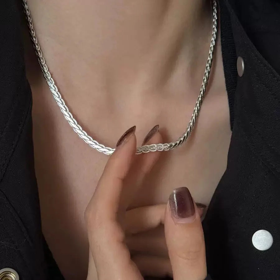 Halsband i 925 sterlingsilver för kvinnor, mode, minimalistiskt hänge, charm, skinande klassiskt halsband, födelsedagspresent