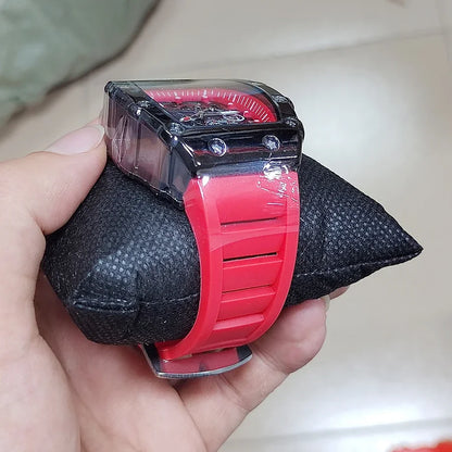 MAYZHISU Sport Herrklocka Tunnformad Quartz Armbandsur för Herrar Kalender Lysande Ihålig Urtavla Icke-mekanisk Herrklocka