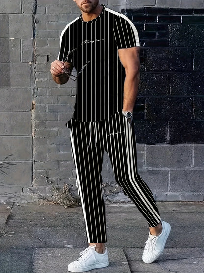 Ett nytt streetwear-set för män för sommaren 2025 med enkla, avslappnade, trendiga, sportiga och bekväma vertikala 3D-bokstäver