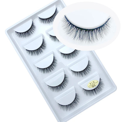 LTWEGO 5 par ögonfransar naturliga långa 3D minkfransar fluffiga volym mink lösögonfransar djurfria slingor makeup cilios