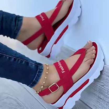 Sommar Gränsöverskridande Utrikeshandel Stor Storlek Kilklack Thong Strap Sandaler För Dam Sydostasien Nya Ytterkläder Roman S
