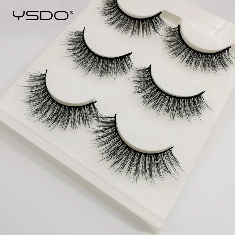 YSDO Halvögonfransar 3/10 par Naturliga Hela Lösögonfransar 3D-Fransar Kattögonfransar Lösögonfransförlängning Faux Cils Makeupverktyg