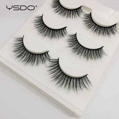 YSDO Halvögonfransar 3/10 par Naturliga Hela Lösögonfransar 3D-Fransar Kattögonfransar Lösögonfransförlängning Faux Cils Makeupverktyg