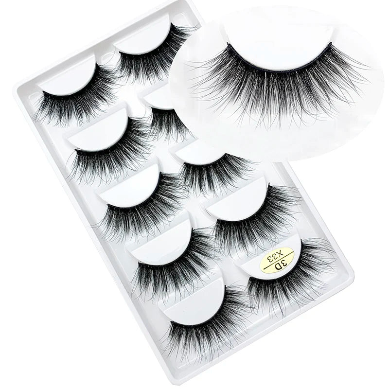 LTWEGO 5 par ögonfransar naturliga långa 3D minkfransar fluffiga volym mink lösögonfransar djurfria slingor makeup cilios