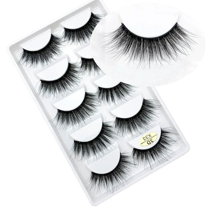 LTWEGO 5 par ögonfransar naturliga långa 3D minkfransar fluffiga volym mink lösögonfransar djurfria slingor makeup cilios