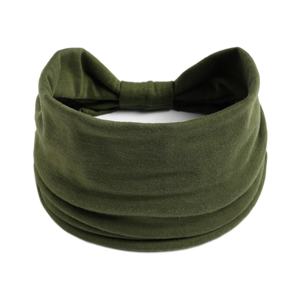Mode Enfärgad Bred kant Bomullsyoga absorberar svett Dam Flickor Pannband Huvudbonad Turban Bandage Håraccessoarer Huvudbonader