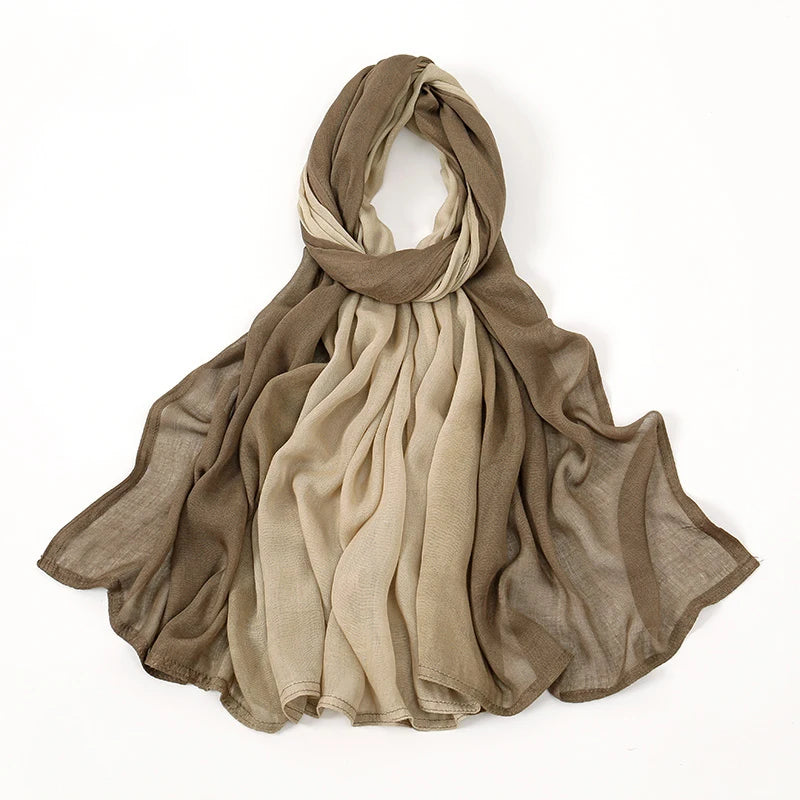 Gradient Rayon Modal Hijabs Bomull Hijab Halsduk för Kvinnor Stora Storlekar Långa Sjalar Muslimsk Huvudduk Islamiska Huvudband 180*85cm