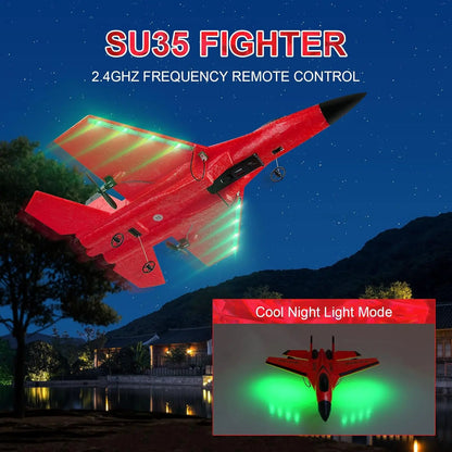 Fjärrstyrt flygplan SU35 RC-flygplan skumflygplan med LED-ljus 2.4G radiostyrt EPP jaktflygplan utomhusflygning leksak present
