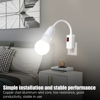 Rostfritt stål E27 lampsockel justerbar flexibel böjd med strömbrytare EU US UK-kontakt energibesparande LED-bordslampsockel