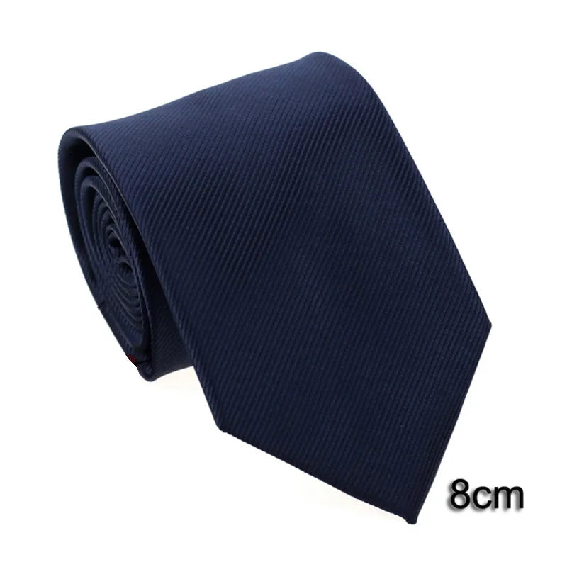 HUISHI 8CM 8 stilar herr enfärgad mörkblå slips 6cm vattentät jacquardslips vardagskläder kravatt bröllopsfest för män