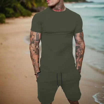 2025 sommarnytt herrset med andningsbara sportkläder, kortärmade t-shirts och shorts, populära snabbtorkande kläder