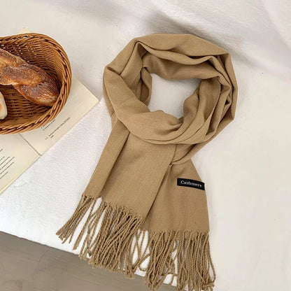 Vår och höst enfärgad halsduk kvinnor koreansk mode kashmir mjuk vinter varm halsduk hijab kvinnlig lång pannband sjal wrap