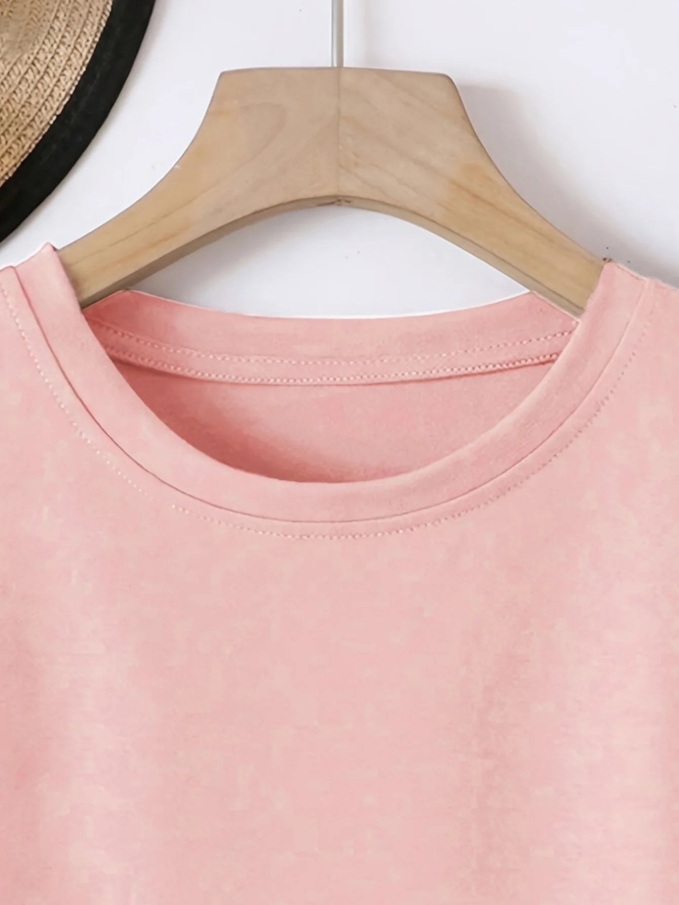 Dam Kortärmad T-shirt med elastisk rund hals Vår/Sommar Casual Mode Trendig Topp Vårstil