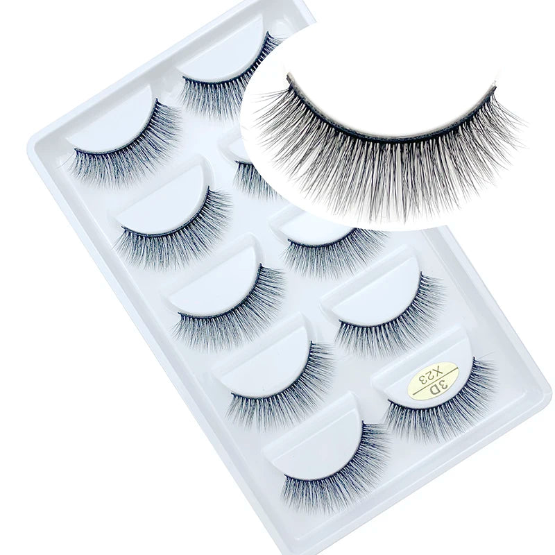 LTWEGO 5 par ögonfransar naturliga långa 3D minkfransar fluffiga volym mink lösögonfransar djurfria slingor makeup cilios