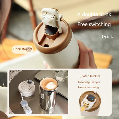 450 ml rostfritt stål termosvattenflaska LED-temperaturdisplay kaffekopp håller kallt och värmer termosmugg resevakuum