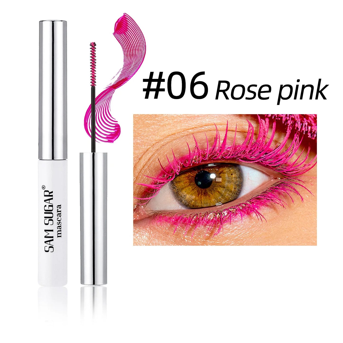 Silkesfibermascara Färgglad Ultrafin Borste Förlänger Ögonfransar Vattentät Varaktig Snabbtorkande Grön Rosa Böjande Mascara Makeup