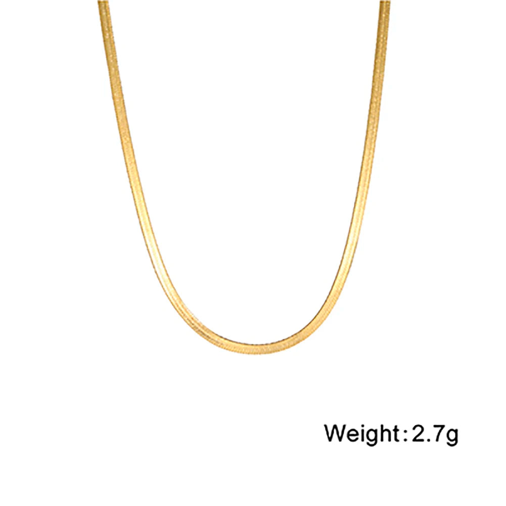 Skyrim Ormkedja Halsband Herr Kvinnor Rostfritt Stål 2/3/4/5mm Bred Platt Fiskbensmönster Halskedjor Trendig Hiphop Smycken Present Het
