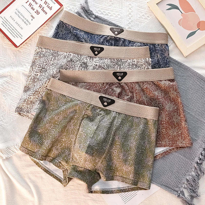 4 st. Herrunderkläder Bomull Herrboxershorts Medelhög Midja Andningsbara Herrtrosor Större Storlek 6XL - Massor av Mjuka Bekväma Herrboxershorts