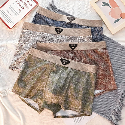 4 st. Herrunderkläder Bomull Herrboxershorts Medelhög Midja Andningsbara Herrtrosor Större Storlek 6XL - Massor av Mjuka Bekväma Herrboxershorts