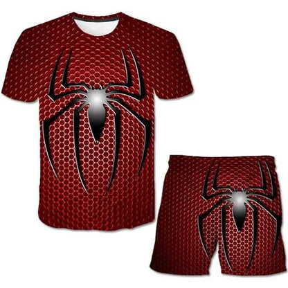 Kids Unisex Marvel Tshirt Set Summer Game Print Superhero Clothes Hulk Iron Man Short Sleeve Pants 2 Piece