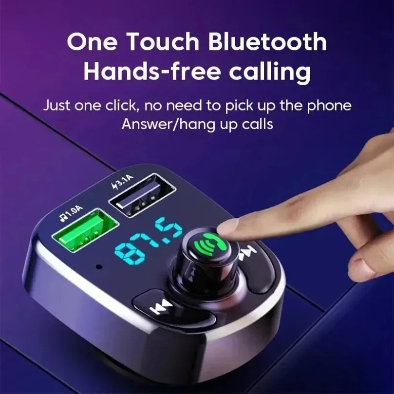 Bluetooth 5.0 LED MP3 Bil Bluetooth FM Ljudmottagare Handsfree-sändare 2.1A 3.1A QC3.0 PD Typ C Dubbel USB Billaddare