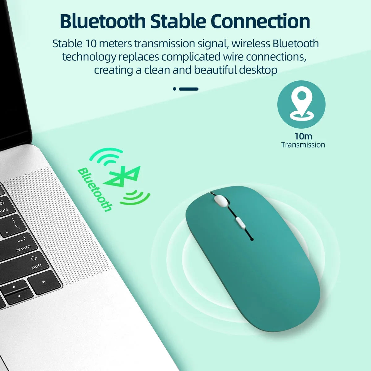 Trådlös Bluetooth-kompatibel mus Bärbar ergonomisk datormus För bärbar dator iPad Surfplatta Mobiltelefon Kontorsspelmus