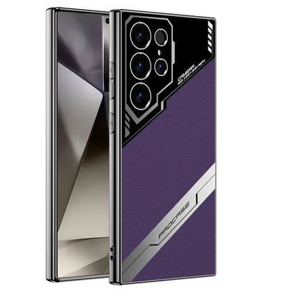 Galaxy S25 Plus Elektropläterat Läder S25 Ultra Telefonskal för Samsung Galaxy S26 S25 S24 S23 Ultra Skyddande Stötsäkert Skal
