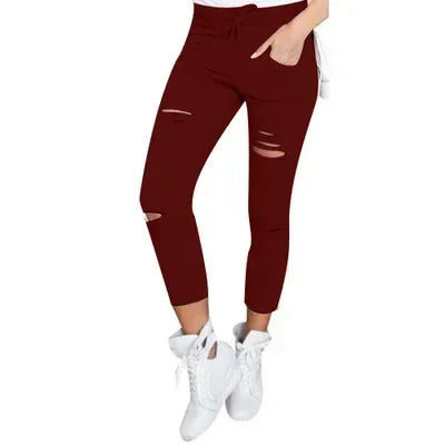 Slitna jeans för kvinnor Stora storlekar Slitna byxor Stretchiga pennbyxor Leggings Damjeans Damjeans