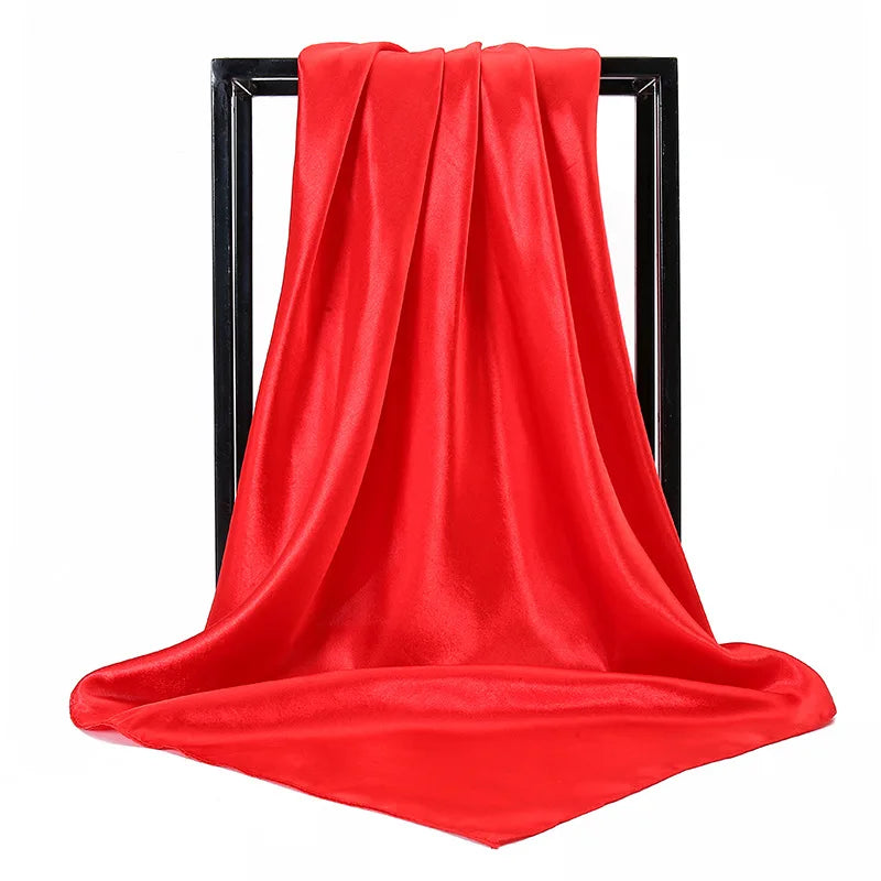 Mode 90*90cm Enfärgad Fyrkantig Halsduk Konst Imiterad Sidensjal Elegant Blommig Huvud Hals Hårband Dam Dam Flickor Halsduk