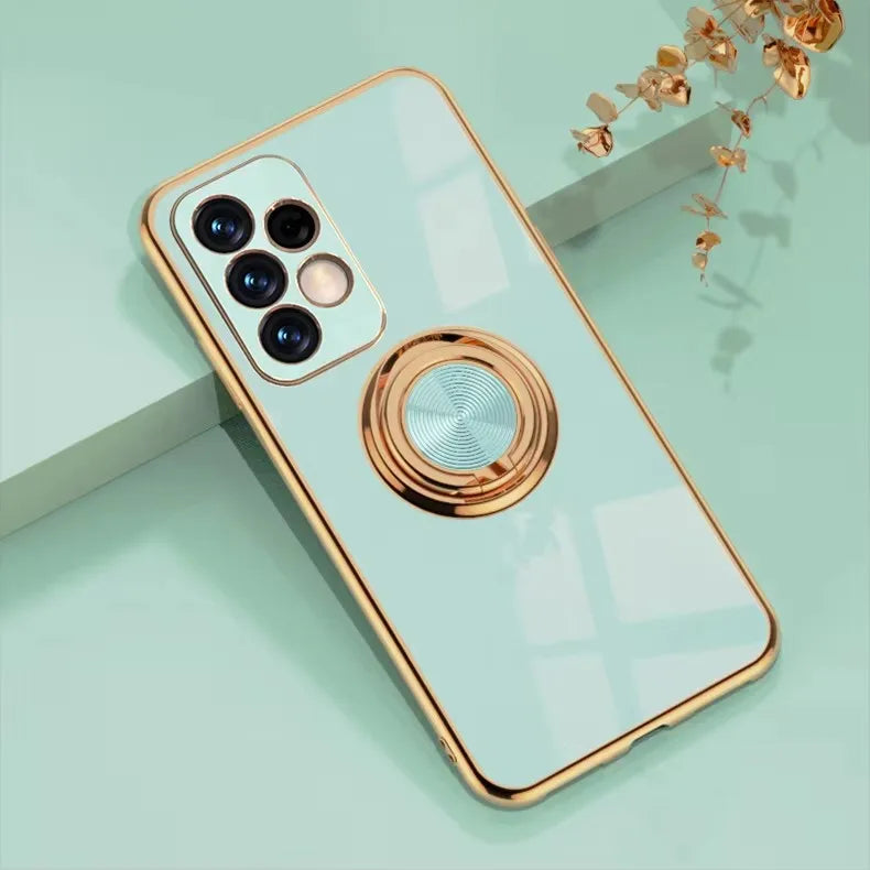 Lyxigt pläterat magnetiskt 360° ringhållare telefonskal för Samsung Galaxy S25 Ultra S24 S23 FE S22 S21 S20 S10 Plus baksida