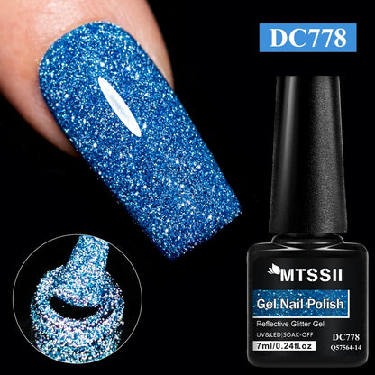 7ml Champagne Guld Silver Reflekterande Nagelgellack Glittrande Skinande Glitter Rosa Röd Nageltillbehör Semi-permanent Gellack
