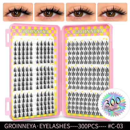 GROINNEYA Ögonfransar Kluster 320 st Naturlig Ögonfransförlängning Klusterfransar Volym Blandade Tray Lashes Kluster Naturliga Fransar