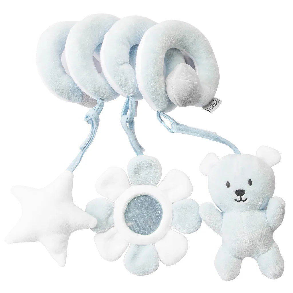 Bilbarnstol Spädbarn Spiralaktivitet Hängande Leksaker Barnvagnsstång Spjälsäng Bassinet Mobil med Spegel BB Squeaker och Skalror