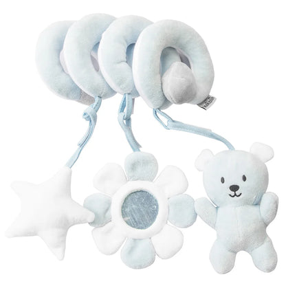 Bilbarnstol Spädbarn Spiralaktivitet Hängande Leksaker Barnvagnsstång Spjälsäng Bassinet Mobil med Spegel BB Squeaker och Skalror