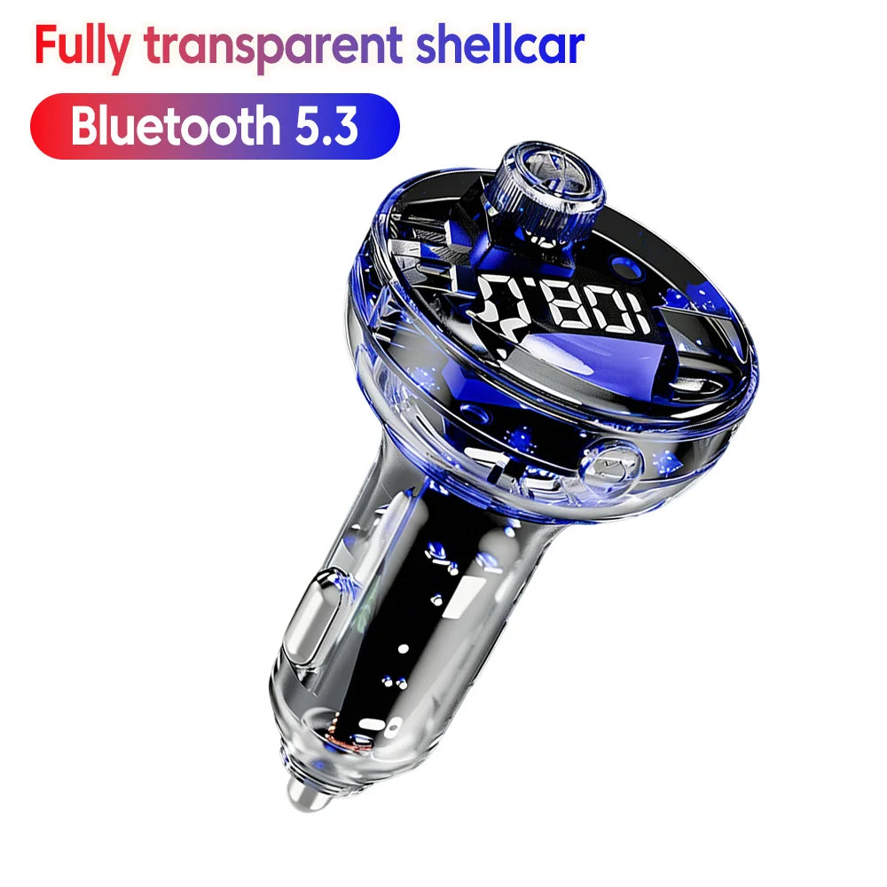 Bluetooth 5.3 FM-sändare USB Typ-C Dubbel billaddare Handsfree-samtal MP3-spelare Omgivningsljus Universell för Bil Lastbil SUV
