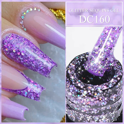 7ml Champagne Guld Silver Reflekterande Nagelgellack Glittrande Skinande Glitter Rosa Röd Nageltillbehör Semi-permanent Gellack