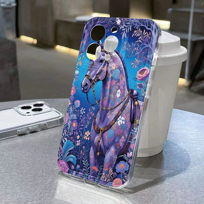 TPU-skal med gyllene häst och diamanter till Samsung Galaxy S26 S25 S24 Ultra S23 FE S22 Plus A57 A37 A17 A56 A16 A06 A36 A54 A15 A55