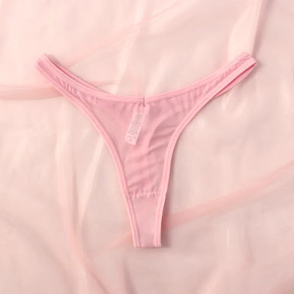 Sömlösa stringtrosor för kvinnor, små tangas, sexiga stringtrosor, genomskinliga nätsträngar, mjuka T-back-underkläder, Tangalar T-trosor