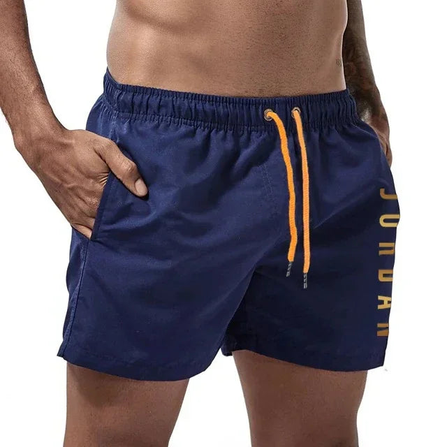 Herrshorts med snabbtorkande badkläder, unisex sport- och surfbrädeshorts, fodrade strandshorts, herr, full standard